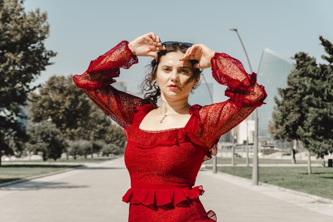 woman posing in chic dress